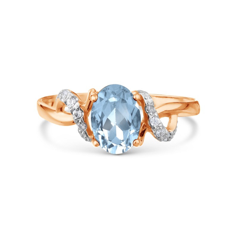 Damen Ring 585 Rotgold mit Topas und Zirkonia - Foto №1