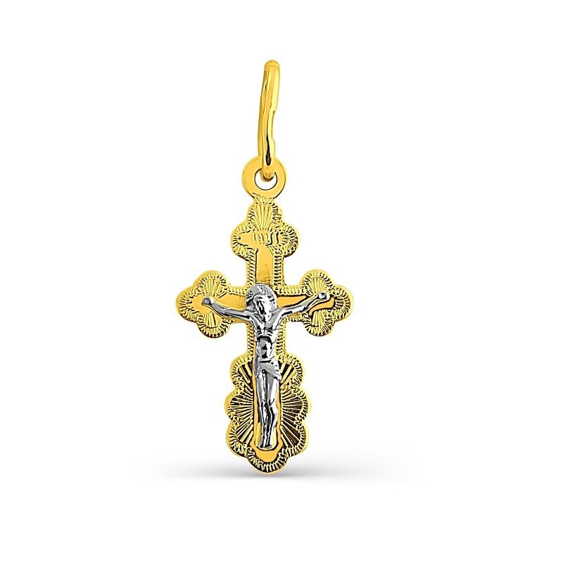 Kreuz Anhänger "Orthodox" 585 Gelbgold Weißgold - Foto №1