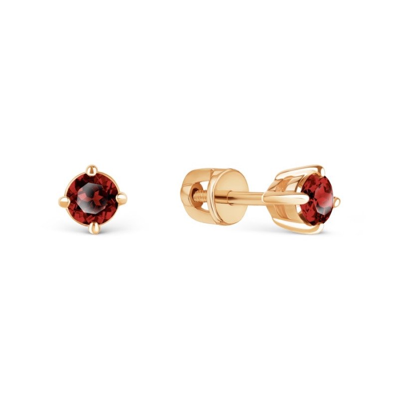 Paar Ohrstecker 585 Rotgold Granat - Foto №1