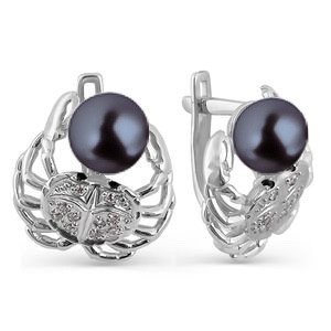 Ohrringe 925 Silber mit Perlen und Zirkonia - Foto №1