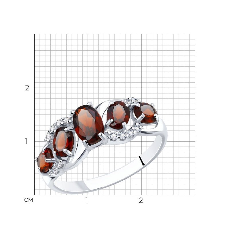 Damen Ring 925 Silber mit Granat mit Zirkonia - Foto №3