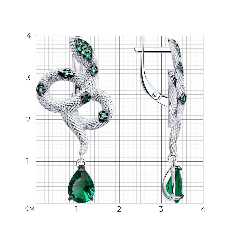 Ohrringe Schlangen aus 925er Silber mit Zirkonia - Foto №3 Ohrringe Schlangen aus 925er Silber mit Zirkonia - Foto №3