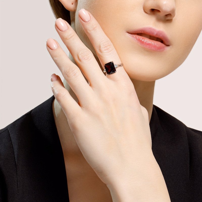 Damen Ring 925 Silber mit Sitall und Zirkonia - Foto №3