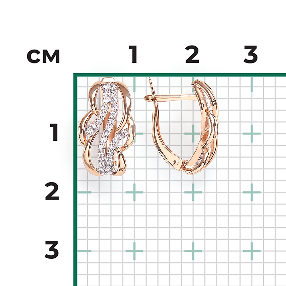 OR3530-00-401-1110-33 - Фото №1 Серьги из русского красного золота 585 пробы с фианитами - Фото №1