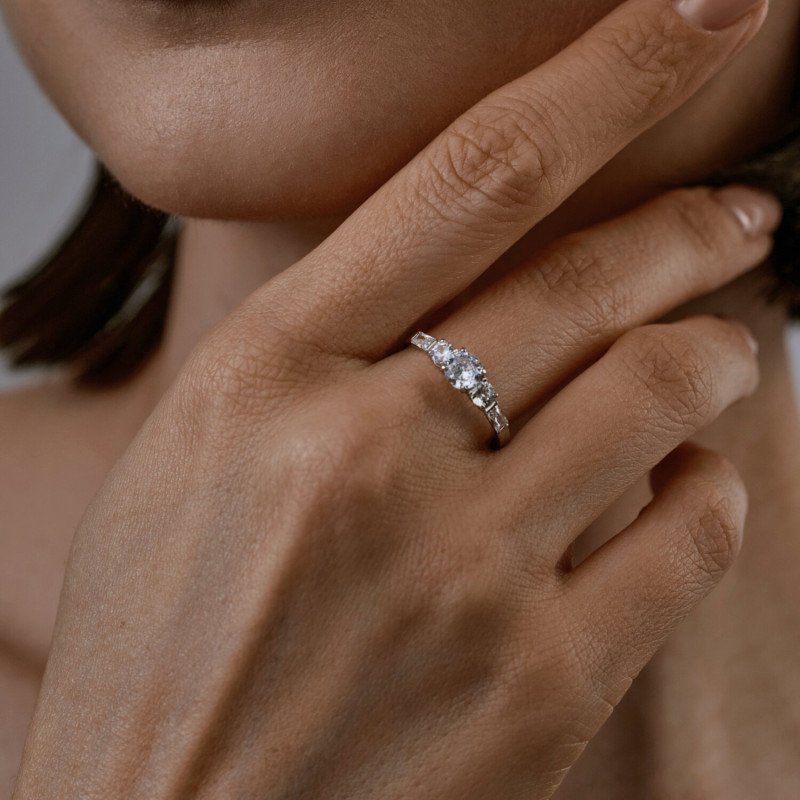 Damen Ring 925 Silber Zirconia PREMIUM Verlobungsring - Foto №2