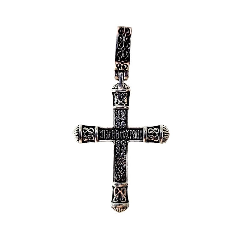 Kreuz Anhänger 925 Silber Orthodox Geschwärzt - Foto №3