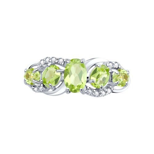 Damen Ring 925 Silber mit Zirkonia und Chrysolite - Foto №2