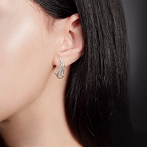 OR02-3754-00-401-1110-329 - Фото №1 Серьги с фианитами из красного русского золота 585 пробы - Фото №1