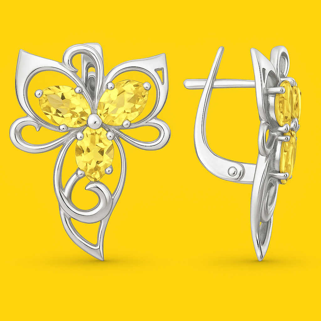 OR701022625Ct - Foto №1 Damen Ohrringe 925 Silber Citrin - Foto №1