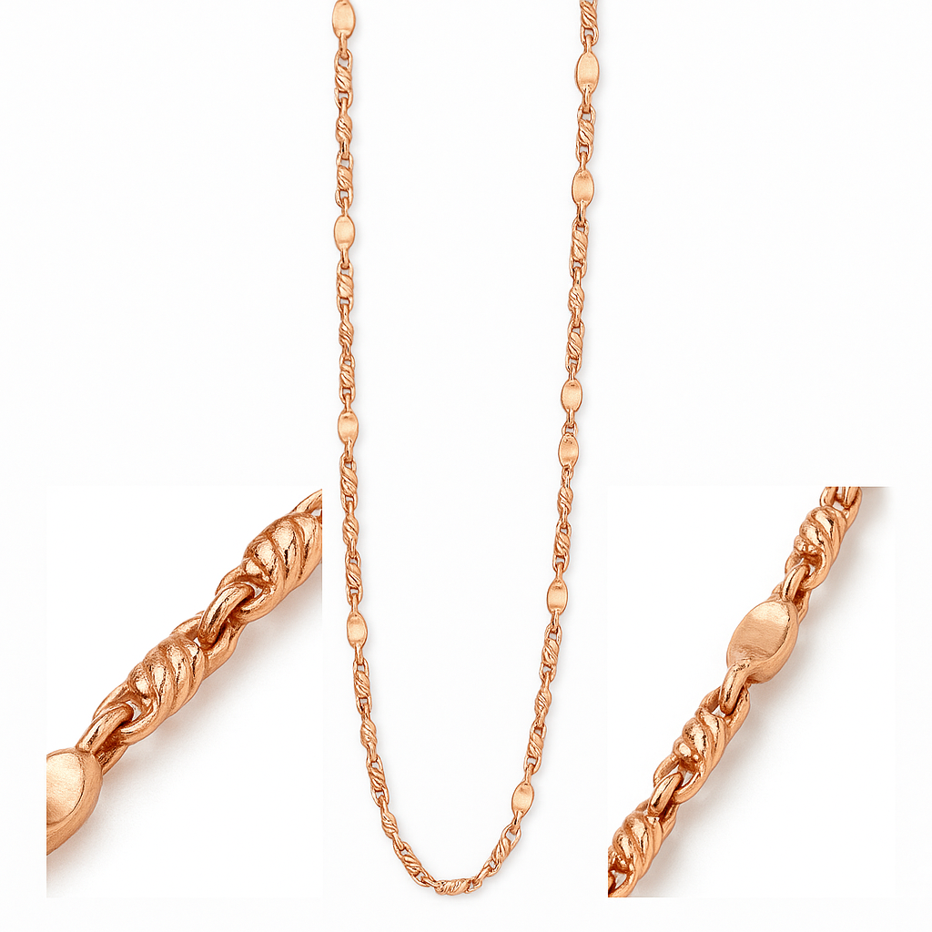 Kette Halskette 585er Rotgold Plättchen - Foto №2 Damenkette aus russischem Rotgold 585, Länge 38 cm - Foto №2