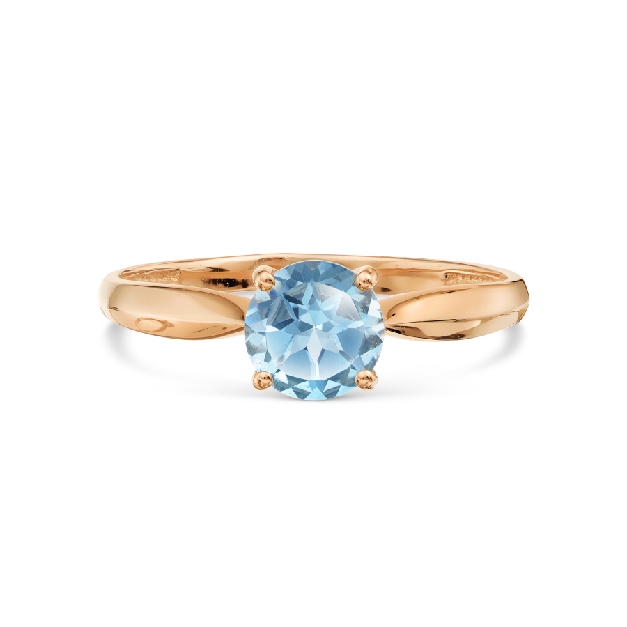 Кольцо из красного золота 585 пробы с голубым топазом - Фото №1 Кольцо из золота 585 пробы с голубым топазом DR10101A803T-55 - Фото №1