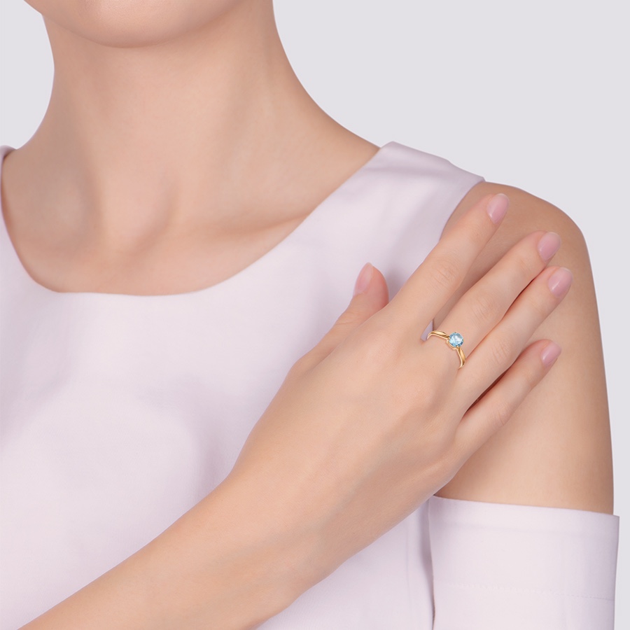 Кольцо из красного золота 585 пробы с голубым топазом - Фото №3 Кольцо из красного золота 585 пробы с голубым топазом DR10101A803T-55 - Фото №3