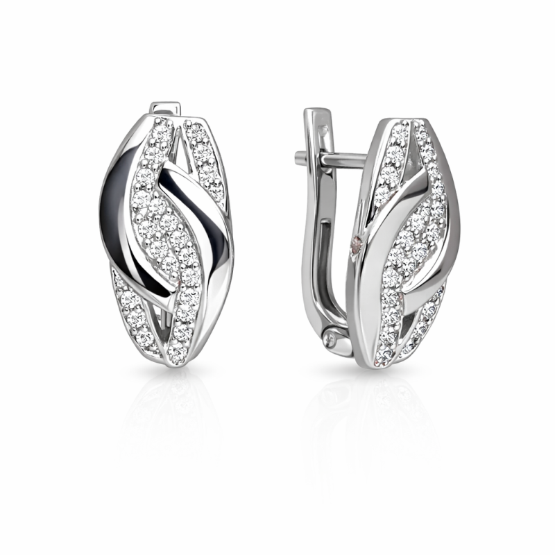 Ohrringe aus 925 Silber mit Zirkonia und englischem Verschluss - Foto №3