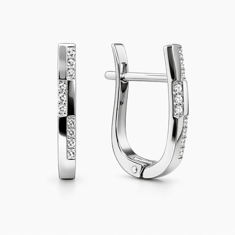 Silber Ohrringe 925 mit Zirkonia und englischem Verschluss - Foto №3 Silber Ohrringe 925 mit Zirkonia und englischem Verschluss - Foto №3