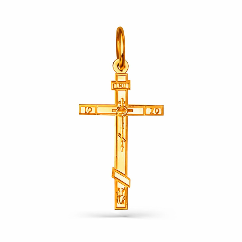 Крестик из красного золота 585 пробы - Фото №1 Крестик из красного золота 585 пробы - Фото №1