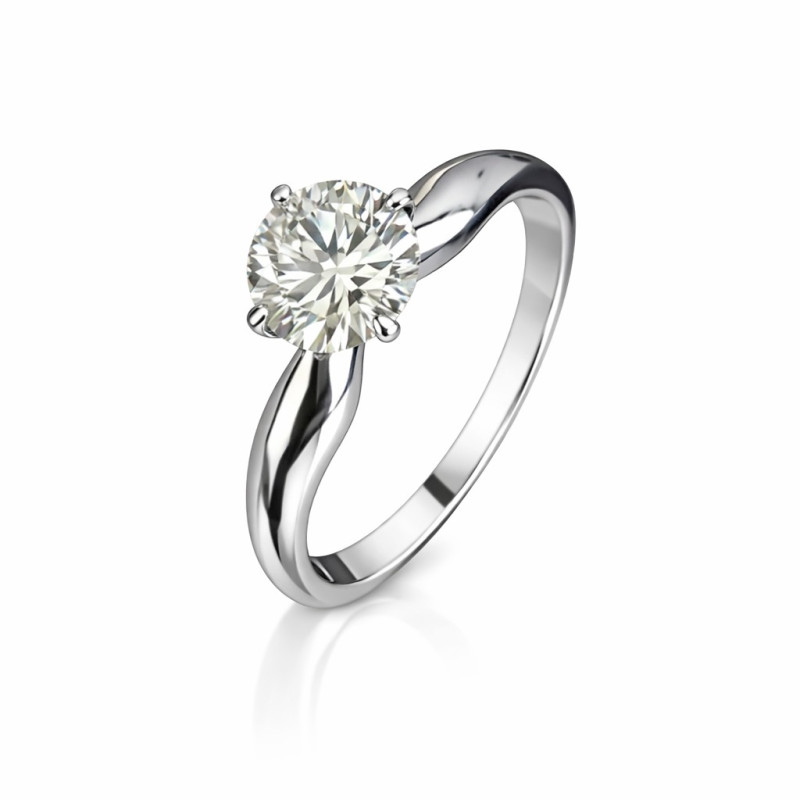 Кольцо с большим бриллиантом крупный камень белое золото - Фото №1