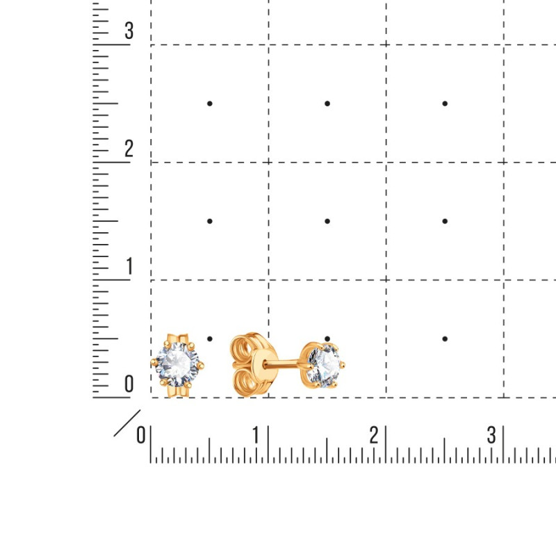 Золотые серьги гвоздики 585 с фианитами элегантный блеск детальное фото - Фото №1