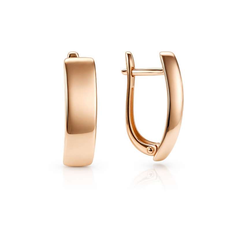 Серьги из красного золота 585 мультицвет гладкие с английским замком - Фото №1 Серьги золото 585 мультицвет купить Германия бесплатная доставка - Фото №1