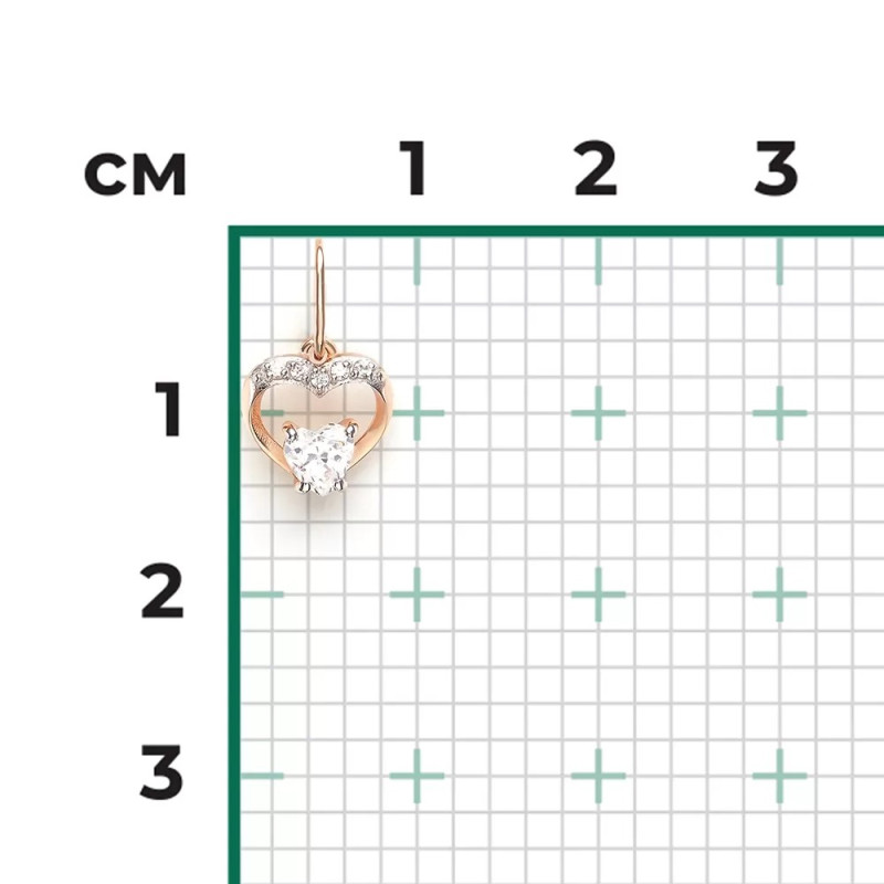 Anhänger Herz Gold 585 russisches Rotgold mit Zirkonia kaufen Deutschland - Foto №1