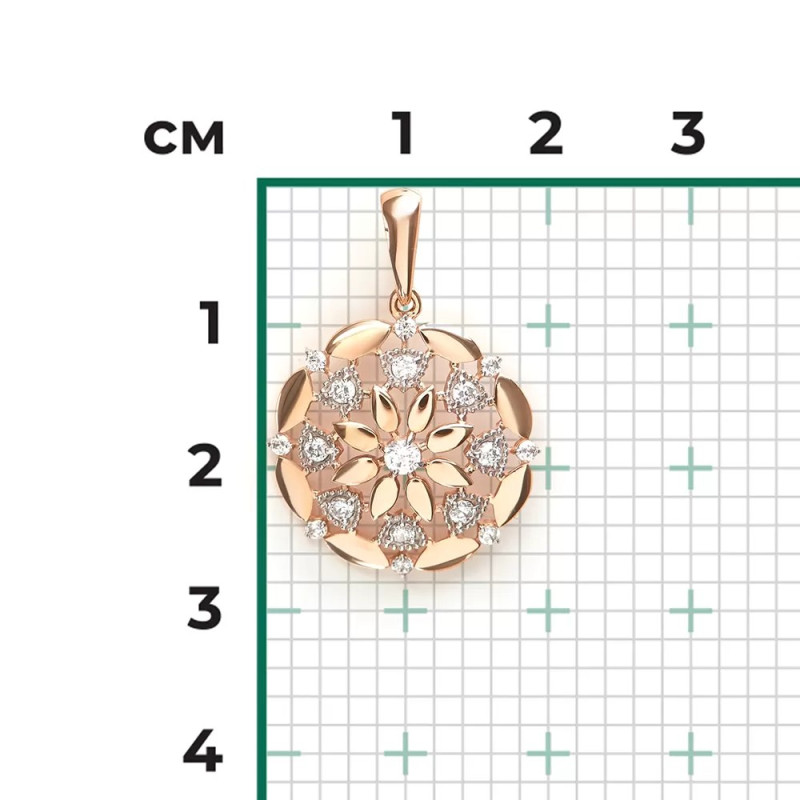 Anhänger Herz Gold 585 russisches Rotgold mit Zirkonia kaufen Deutschland - Foto №1