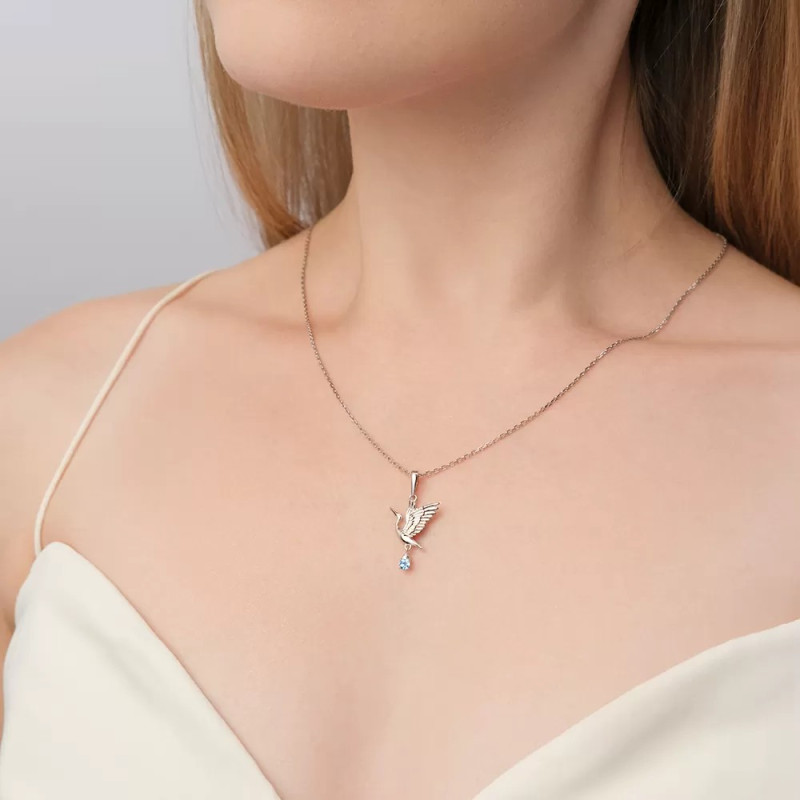 Подвеска Аист серебро 925 с топазом купить Германия - Фото №1