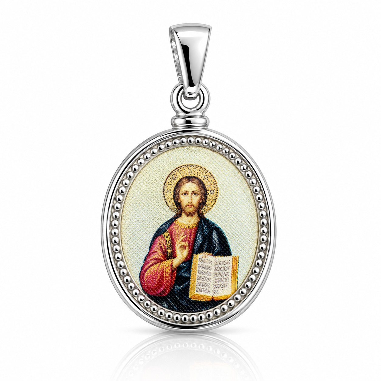 Orthodoxe Ikonen-Anhänger „Christus Pantokrator“ aus 925 Silber ohne Kette - Foto №1 Tragbare Ikone aus 925er Silber IKs9413001842-1 - Foto №1