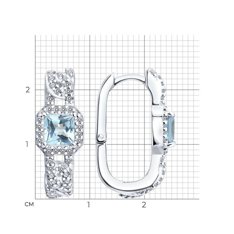 Topas Ohrringe mit Zirkonia aus russischem 925 Silber ORs92025399 - Foto №4