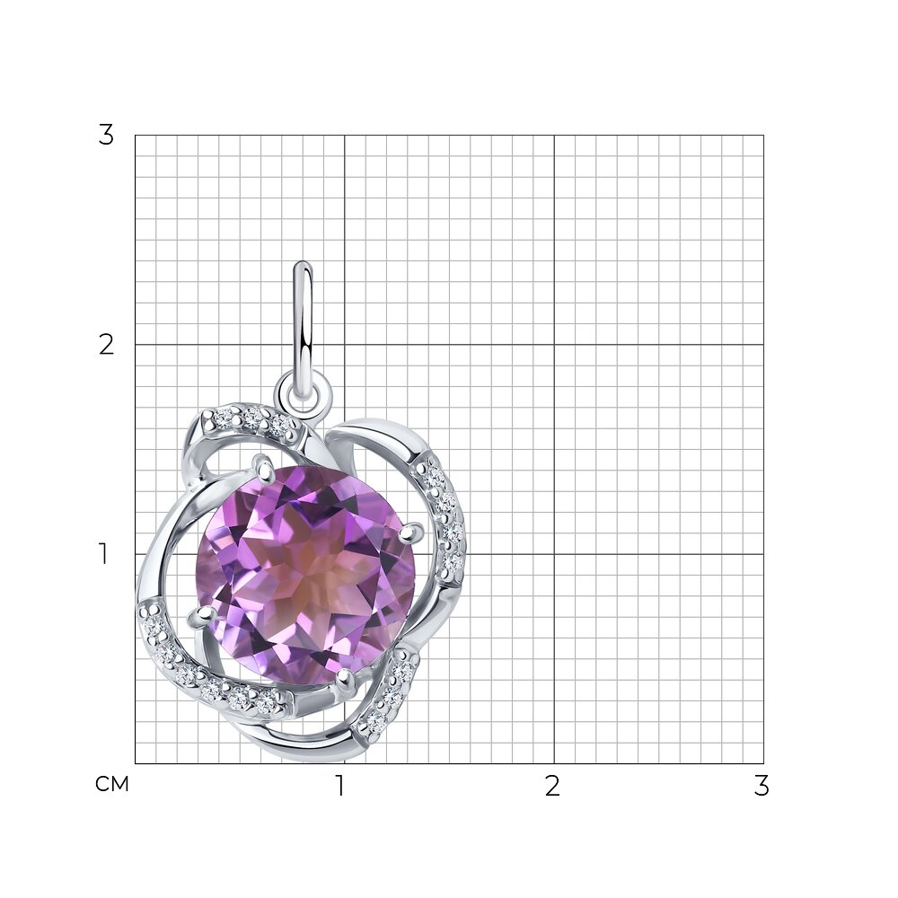 Anhänger aus 925er Silber mit Amethyst und Zirkonia – ANHs94-330-01920-1 - Foto №3 Silber Anhänger mit violettem Amethyst und Zirkonia - Foto №3
