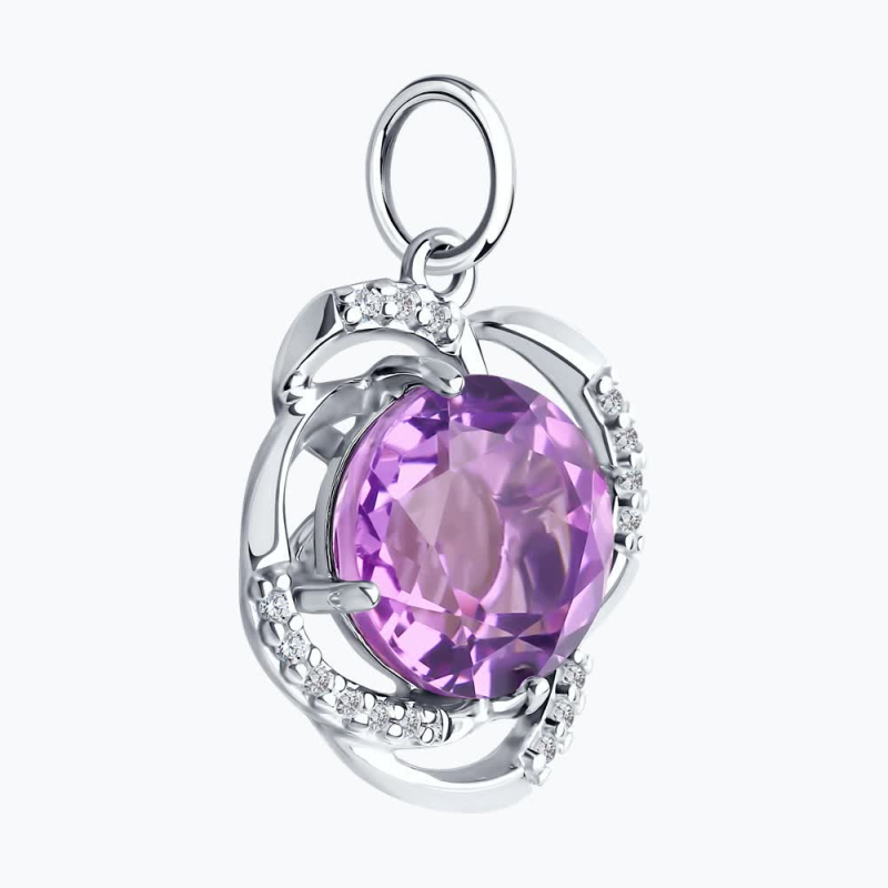 Anhänger aus 925er Silber mit Amethyst und Zirkonia – ANHs94-330-01920-1 - Foto №1 Anhänger aus 925 Silber mit Amethyst und Zirkonia ANHs94-330-01920-11 - Foto №1