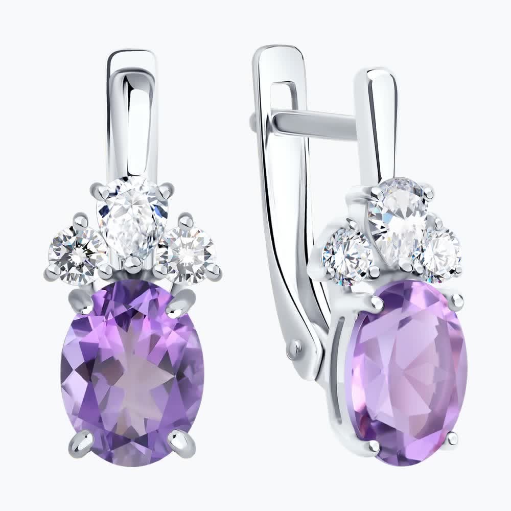 Silber Ohrringe mit Amethysten und Zirkonia aus 925 Silber mit englischem Verschluss - Foto №1 925 Silber Damenohrringe mit Topas und Zirkonia ZOLOTOY.de - Foto №1