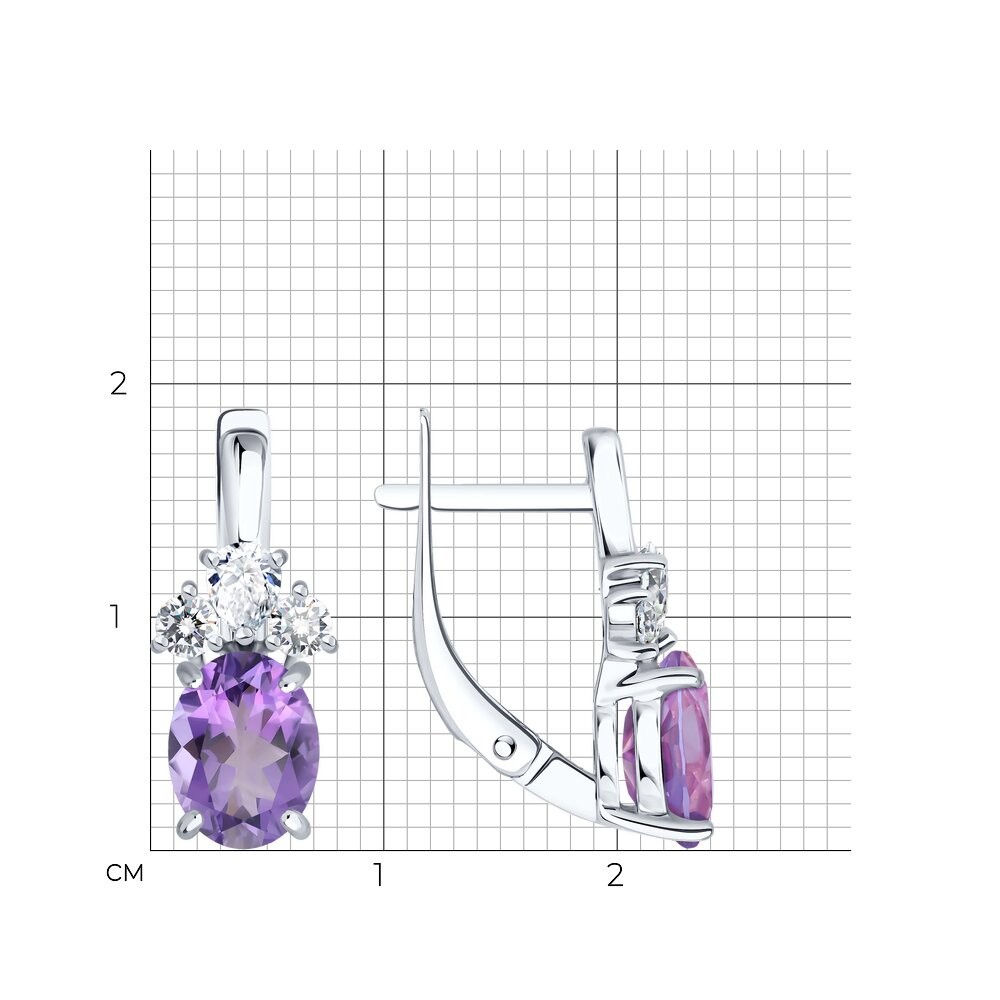 Silber Ohrringe mit Amethysten und Zirkonia aus 925 Silber mit englischem Verschluss - Foto №4 Damen Ohrringe mit Topas und englischem Verschluss aus 925 Sterling Silber - Foto №4