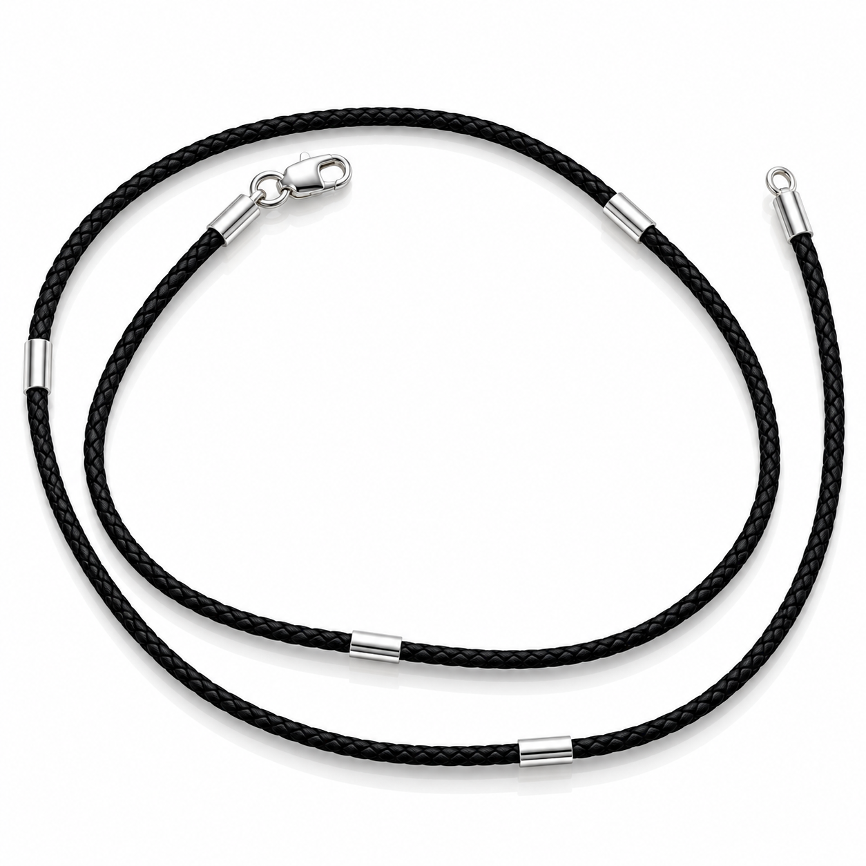 Seidenkordel mit 925 Silber und silbernen Zwischenelementen, 45 cm - Foto №1 Seidenkordel mit 925 Silber und silbernen Zwischenelementen, 45 cm - Foto №1