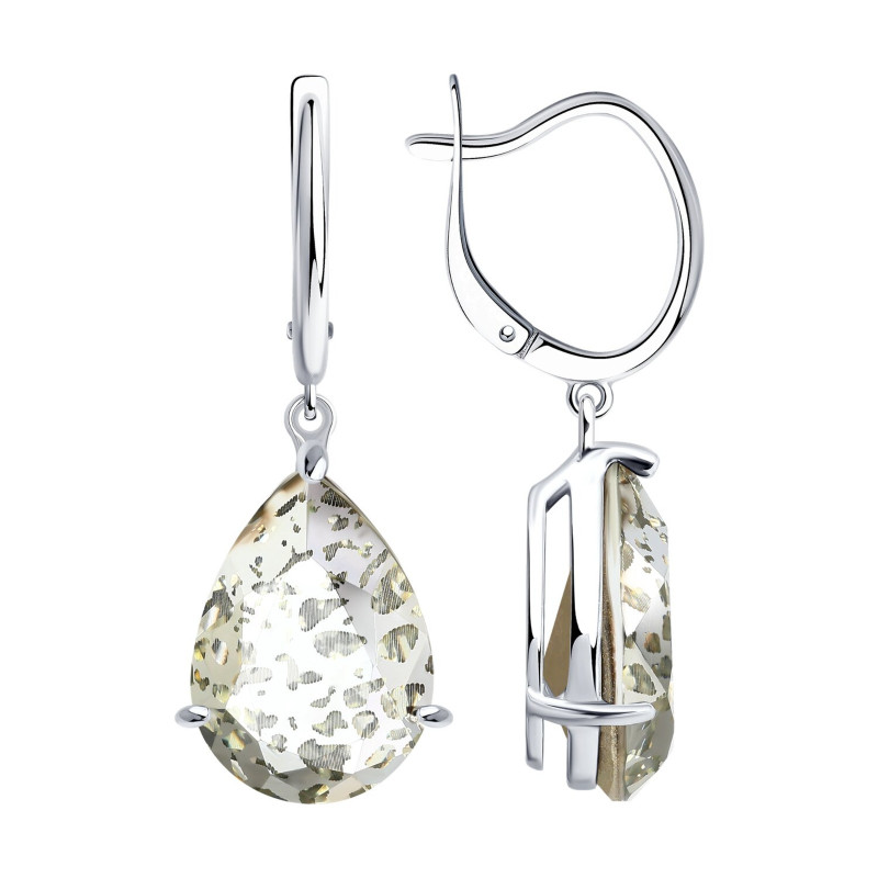 Ohrringe aus russischem 925er Silber mit Schmuckkristallen und englischem Verschluss - Foto №2 Elegante Ohrringe aus russischem Silber mit funkelnden Schmuckkristallen aurum585.de - Foto №2