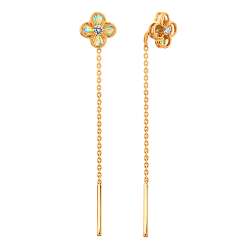 Damen Ohrringe Kleeblatt 585 Gold mit sicherem englischen Verschluss - Foto №3