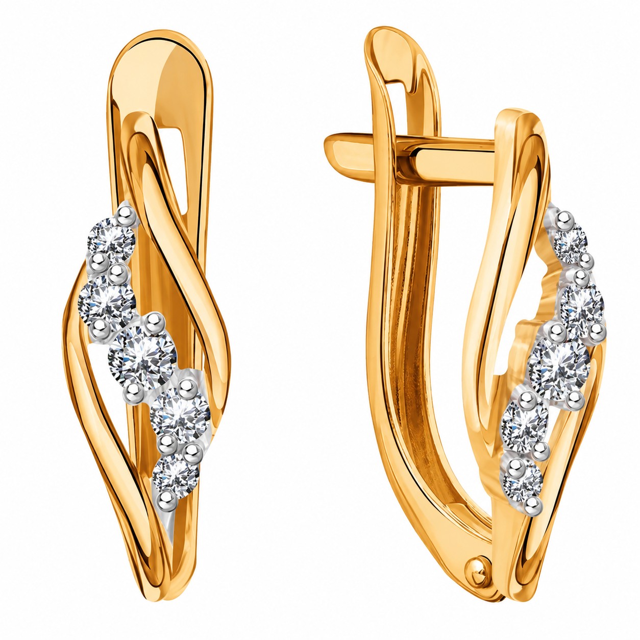 Goldohrringe mit Zirkonia aus 585er Rotgold mit englischem Verschluss - Foto №1 Goldohrringe mit Zirkonia aus 585er Rotgold mit englischem Verschluss - Foto №1