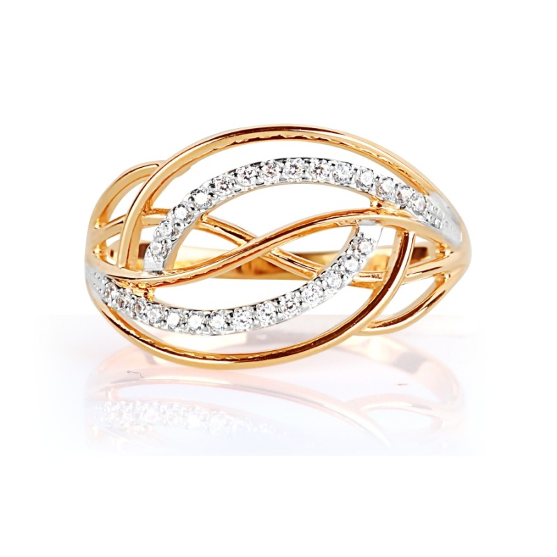 Кольцо с 28 фианитами из красного золота 375 пробы - Фото №1