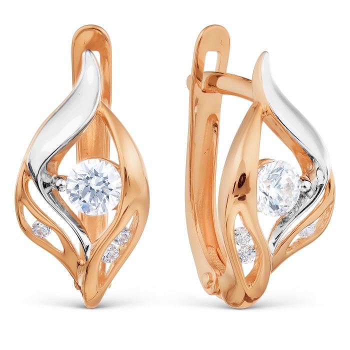 Damen Ohrringe 585 Rotgold mit Zirkonia - Foto №1 Damen Ohrringe 585 Rotgold mit Zirkonia - Foto №1