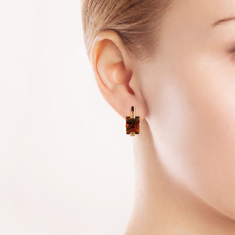 Damen Ohrringe 585 Rotgold mit Granat - Foto №1