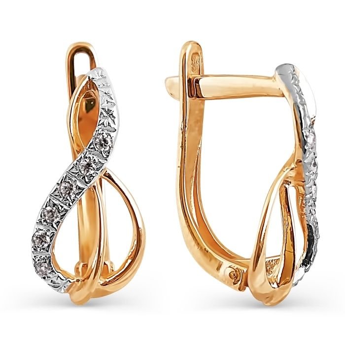 Damen Ohrringe Rotgold 375 mit Zirkonia - Foto №1