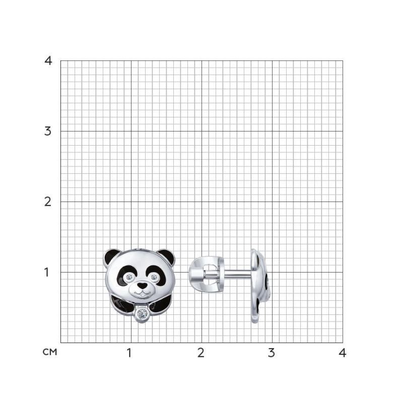 Paar Ohrstecker "Panda" 925 Silber Emaille - Foto №1