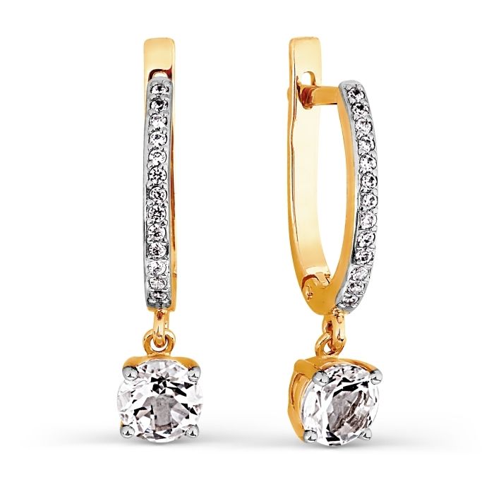 Paar Ohrhänger 585 Rotgold Topas und Zirkonia - Foto №1