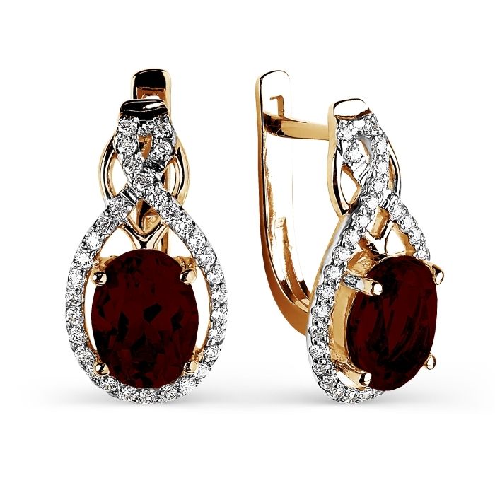 Damen Ohrringe 585 Rotgold Granat Zirkonia - Foto №1 Damen Ohrringe 585 Rotgold Granat Zirkonia - Foto №1