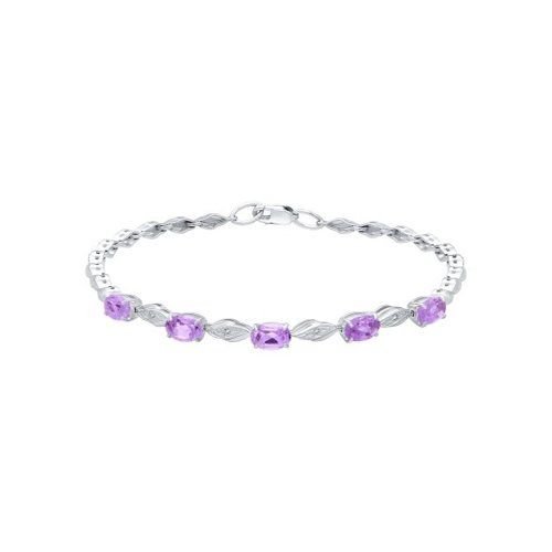 Браслет из серебра 925 пробы с аметистами и фианитами - Фото №1