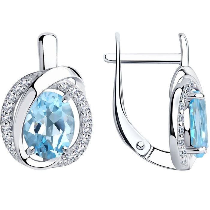 Ohrringe 925 Silber Topas und Zirkonia - Foto №1 Ohrringe 925 Silber Topas und Zirkonia - Foto №1