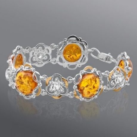 Armband mit Bernstein Zirkonia 925 Silber - Foto №1