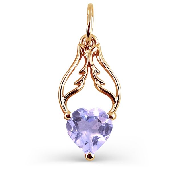 Подвеска с аметистом из красного золота 585 пробы - Фото №1 Подвеска с аметистом из красного золота 585 пробы - Фото №1