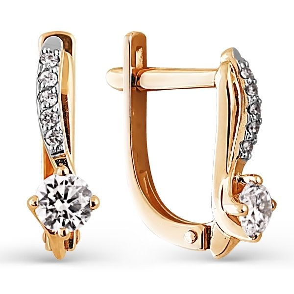 Damen Ohrringe 585er Rotgold mit Steine jetzt online kaufen bei Zolotoy Mir - Foto №1