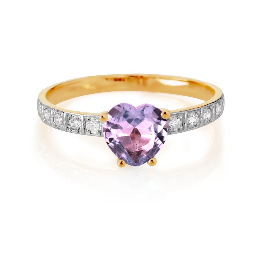Damen Ring 585 Rotgold Amethyst und Zirkonia - Foto №1 Damen Ring 585 Rotgold Amethyst und Zirkonia - Foto №1
