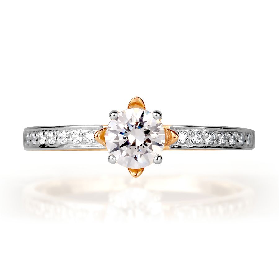 Damen Ring mit Zirkonia | 585 Rotgold Verlobungsring - Foto №1 Damen Ring mit Zirkonia | 585 Rotgold Verlobungsring - Foto №1