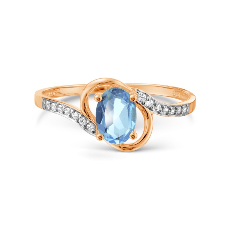 Damen Ring mit Topas und Zirkonia | 585 Rotgold - Foto №1 Damen Ring mit Topas und Zirkonia | 585 Rotgold - Foto №1